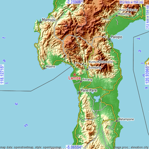 Topographic map of Lampa
