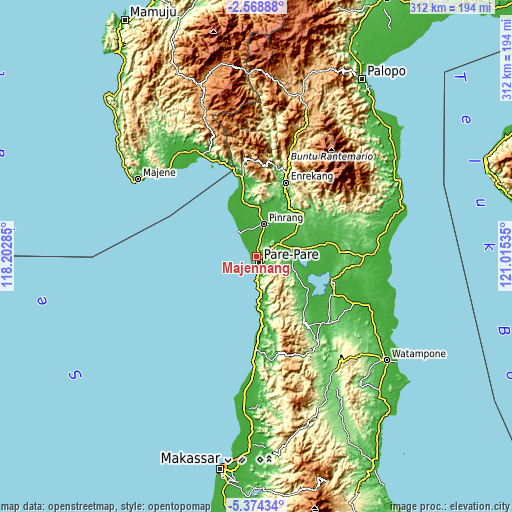 Topographic map of Majennang
