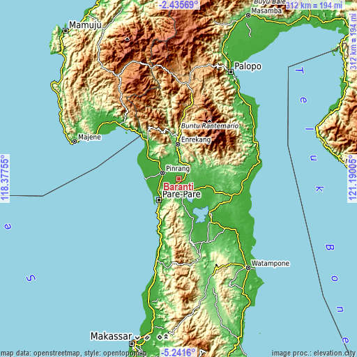 Topographic map of Baranti