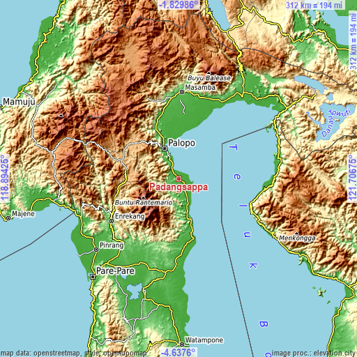 Topographic map of Padangsappa