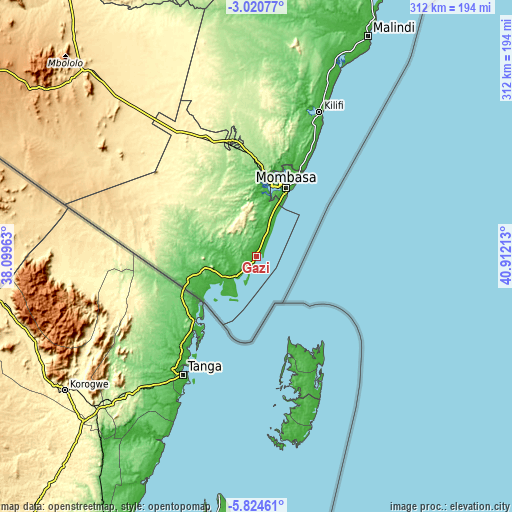 Topographic map of Gazi