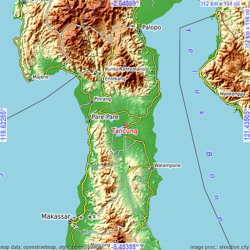 Topographic map of Tancung