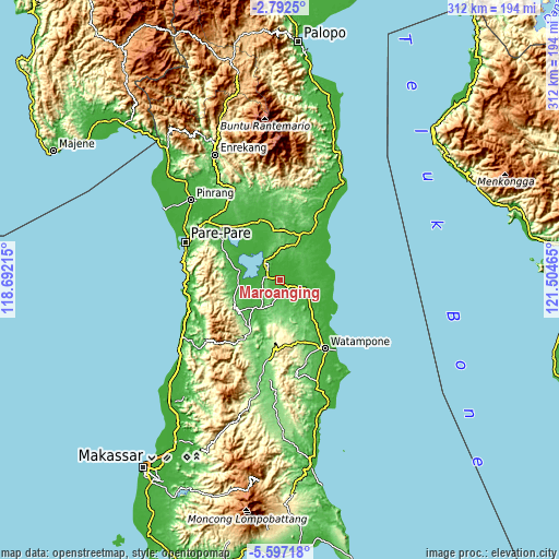 Topographic map of Maroanging