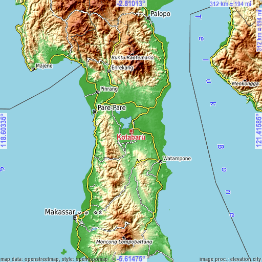 Topographic map of Kotabaru