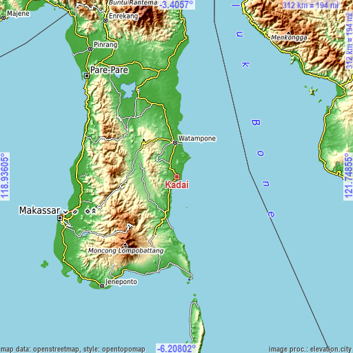 Topographic map of Kadai
