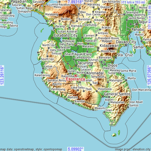 Topographic map of Esperanza