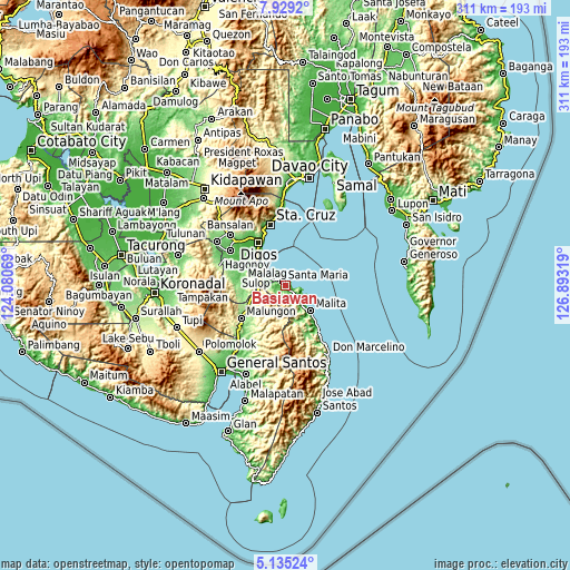 Topographic map of Basiawan