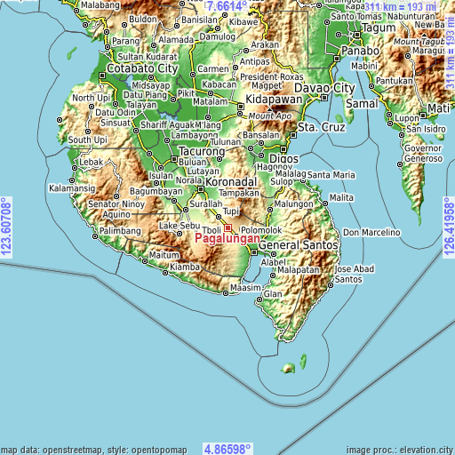 Topographic map of Pagalungan