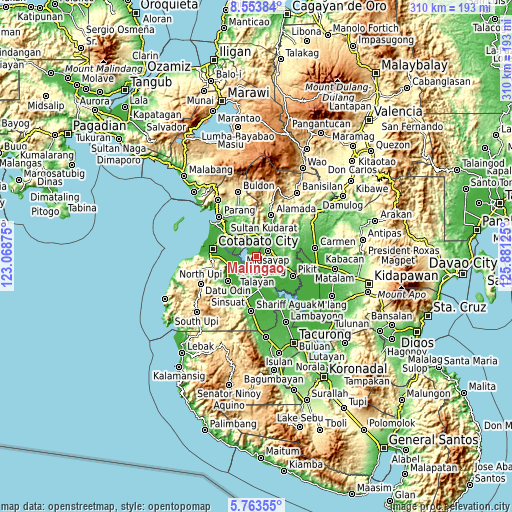 Topographic map of Malingao