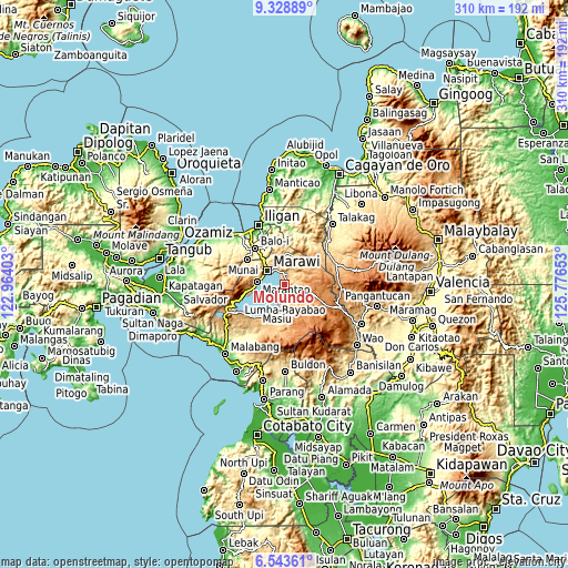 Topographic map of Molundo