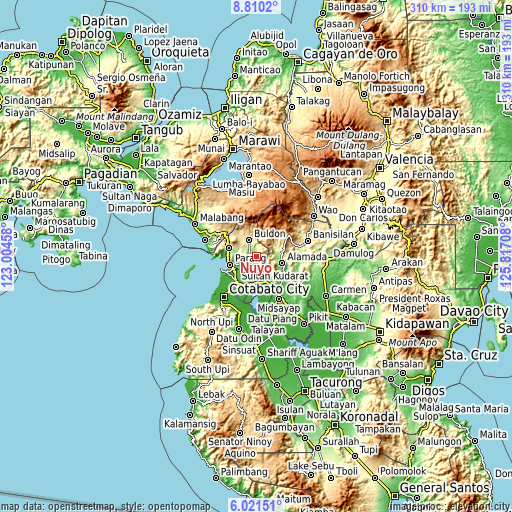 Topographic map of Nuyo