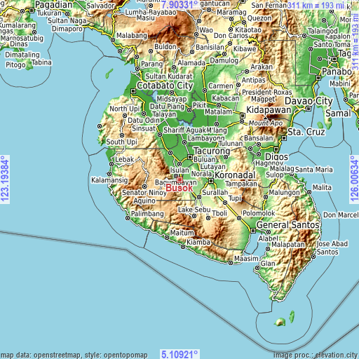 Topographic map of Busok