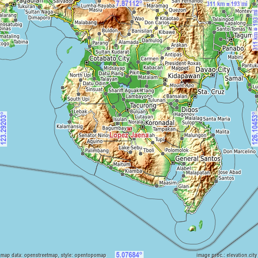 Topographic map of Lopez Jaena