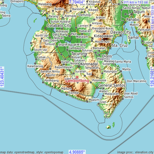 Topographic map of Lambontong