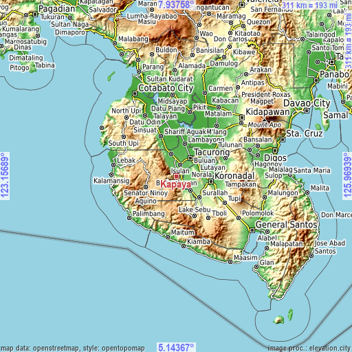 Topographic map of Kapaya