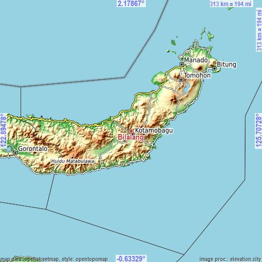Topographic map of Bilalang
