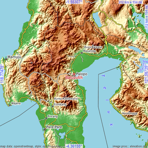 Topographic map of Batuputih