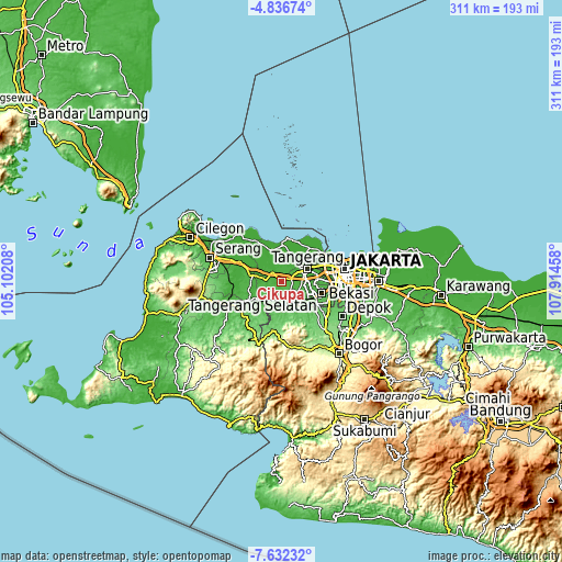 Topographic map of Cikupa