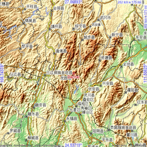 Topographic map of Dazhai