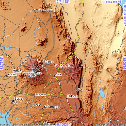 Topographic map of Chepareria