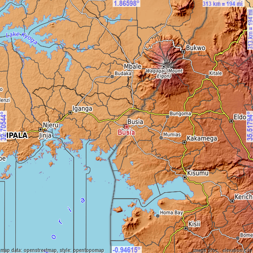 Topographic map of Busia