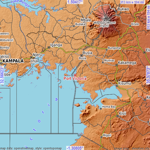 Topographic map of Port Victoria