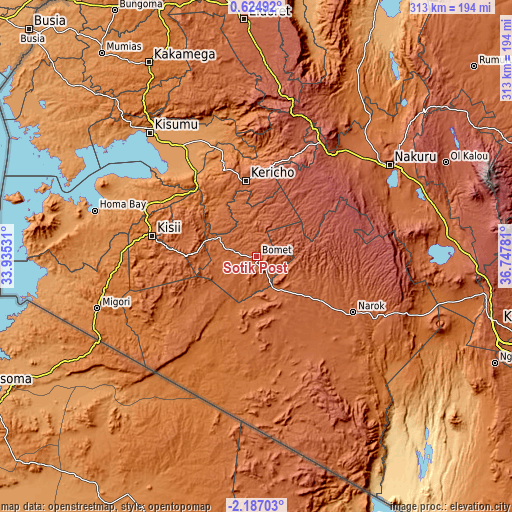 Topographic map of Sotik Post