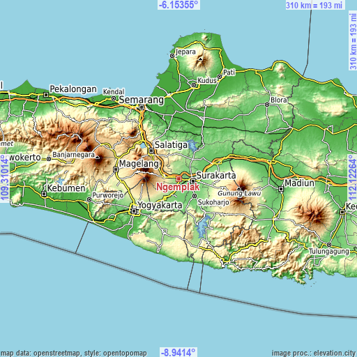 Topographic map of Ngemplak
