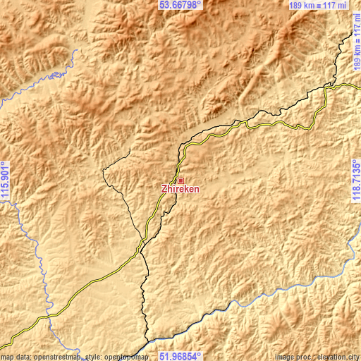 Topographic map of Zhireken