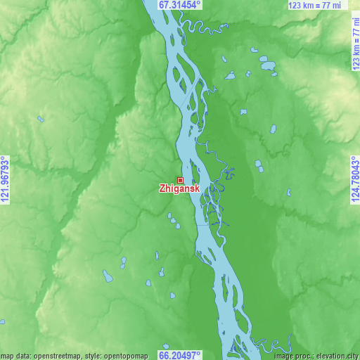 Topographic map of Zhigansk