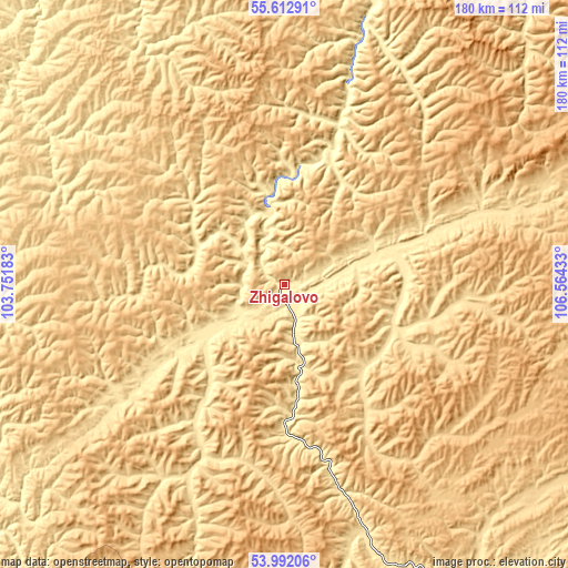 Topographic map of Zhigalovo