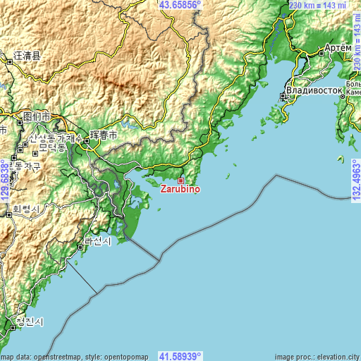 Topographic map of Zarubino