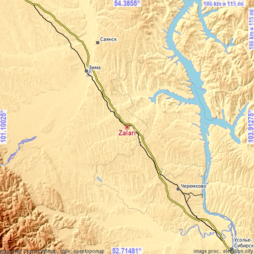 Topographic map of Zalari