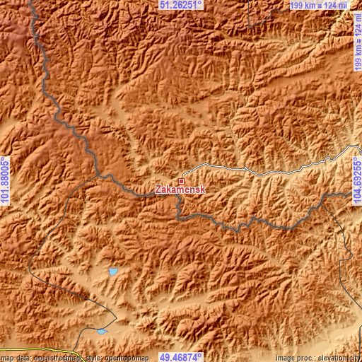 Topographic map of Zakamensk