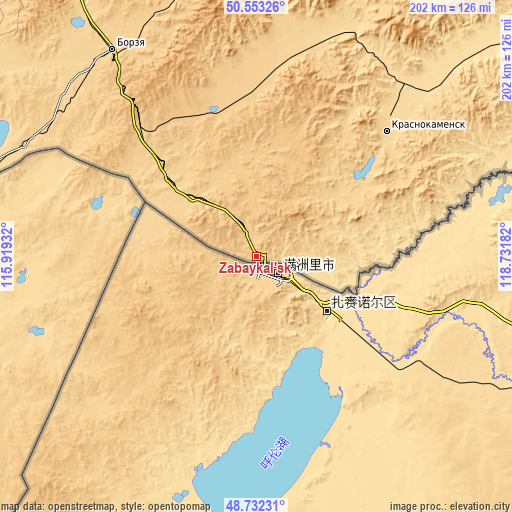 Topographic map of Zabaykal’sk