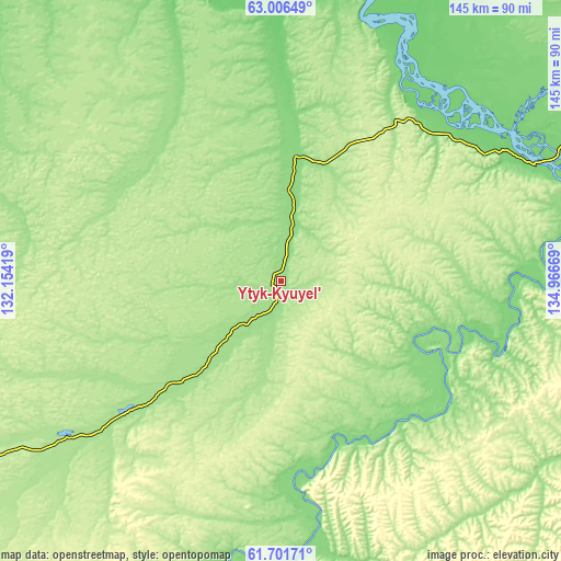 Topographic map of Ytyk-Kyuyël’