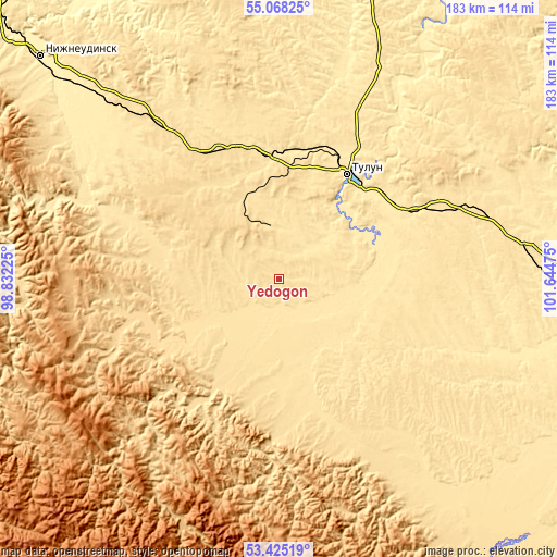 Topographic map of Yedogon