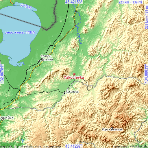 Topographic map of Yakovlevka