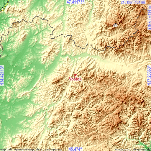 Topographic map of Vostok