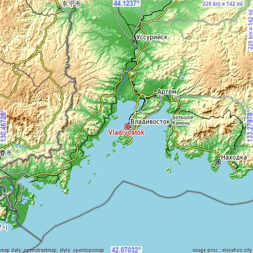 Topographic map of Vladivostok