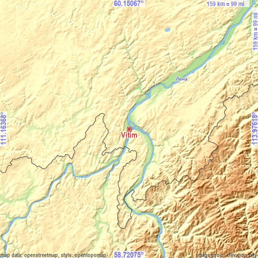 Topographic map of Vitim