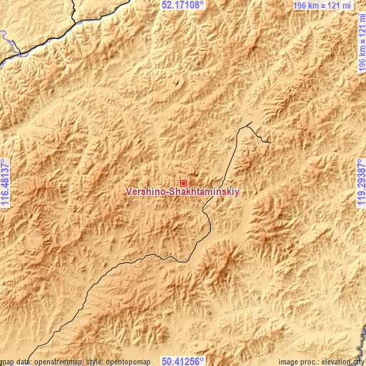 Topographic map of Vershino-Shakhtaminskiy