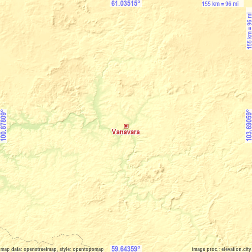 Topographic map of Vanavara