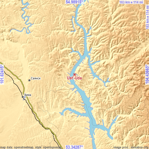 Topographic map of Ust’-Uda