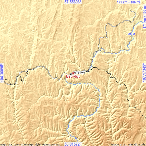 Topographic map of Ust’-Kut