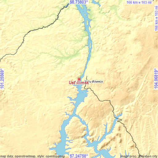 Topographic map of Ust’-Ilimsk