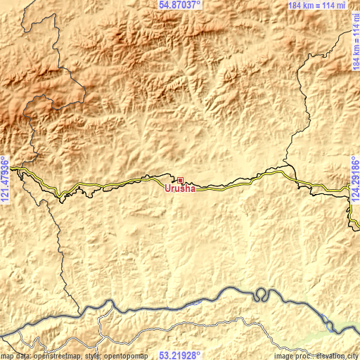 Topographic map of Urusha