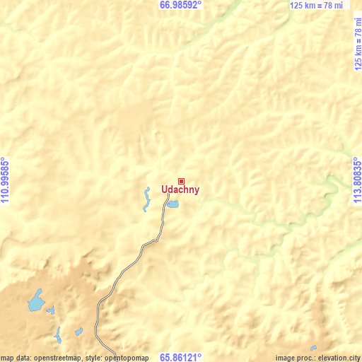 Topographic map of Udachny