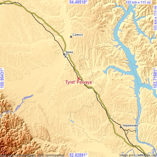 Topographic map of Tyret’ Pervaya