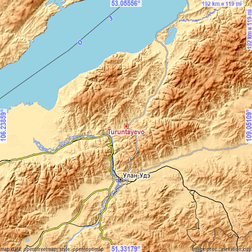 Topographic map of Turuntayevo
